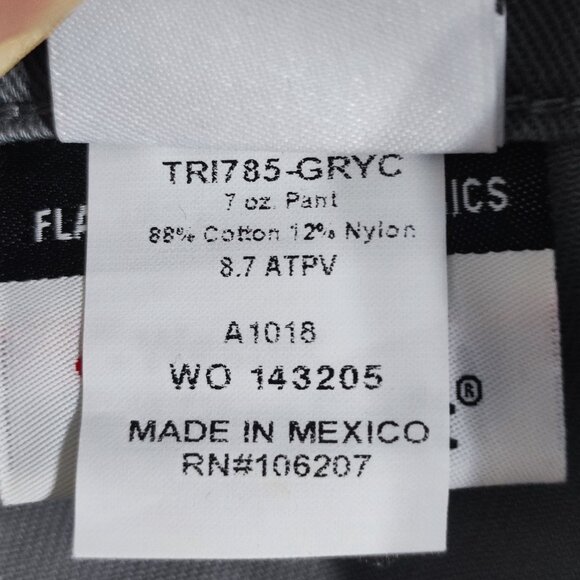 Crude Workwear Pants men's sz W34/L38 grey extra long flame resistant NWT - Picture 7 of 16